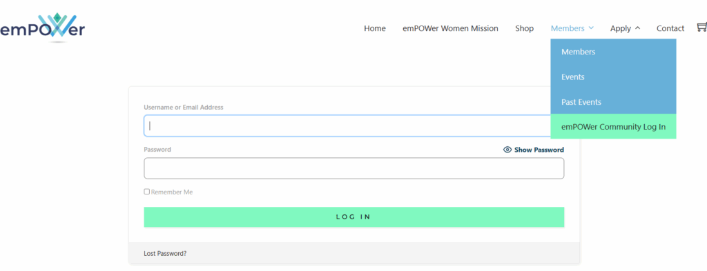 emPOWer Community Log In Page